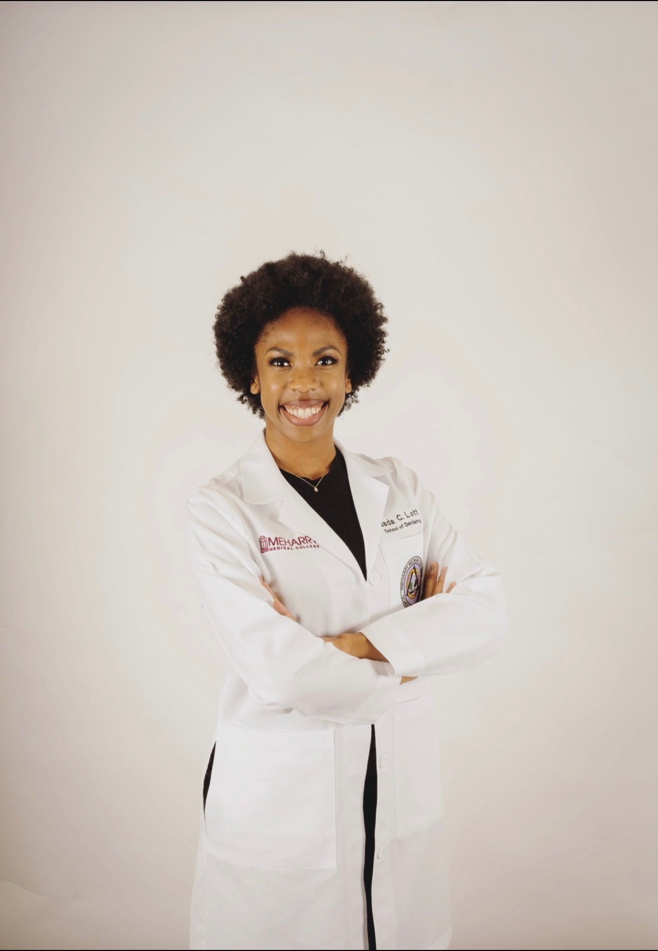 Jada C. Lott in her Meharry Medical College white coat